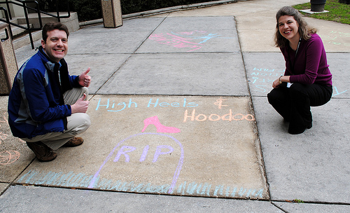 High Heels & Hoodoo chalk drawing